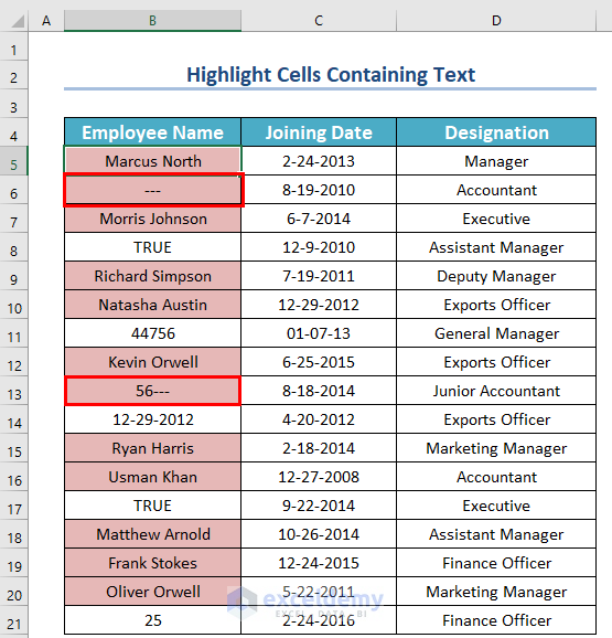 ISTEXT Function with highlighted cells