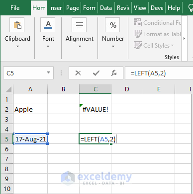formula for date value