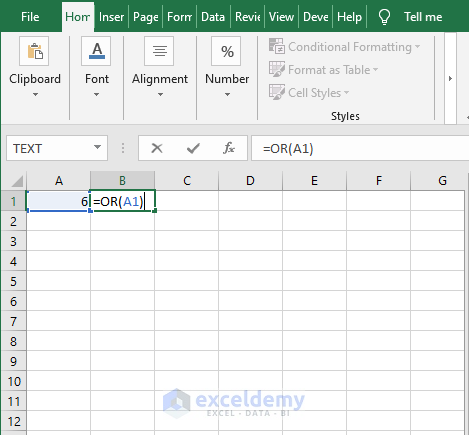 Number relational Excel OR Function