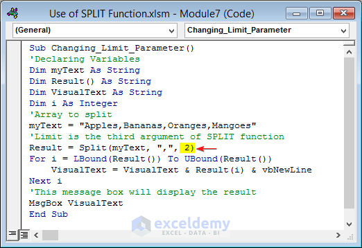 18-changing limit parameter in SPLIT function