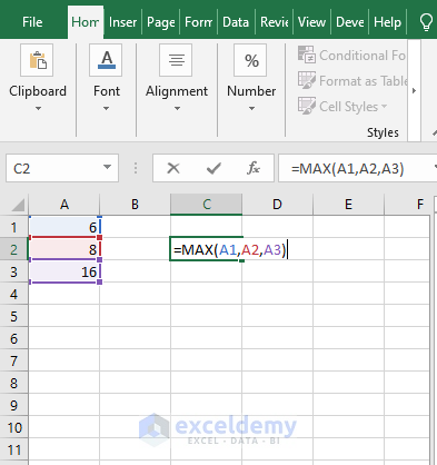 Comma separated cells - Excel MAX function