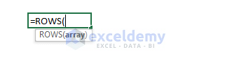 Excel ROWS Function Syntax & Arguments