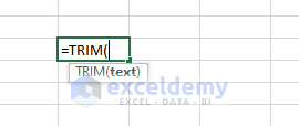 Syntax - Excel TRIM Function