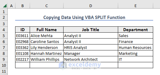 20-dataset to copy data using SPLIT function