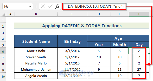 How to Use DATEDIF Function in Excel (2 Ideal Examples)