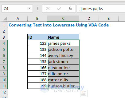 VBA output of lowercase