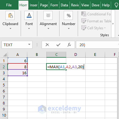 Comma separated cells and number- Excel MAX function