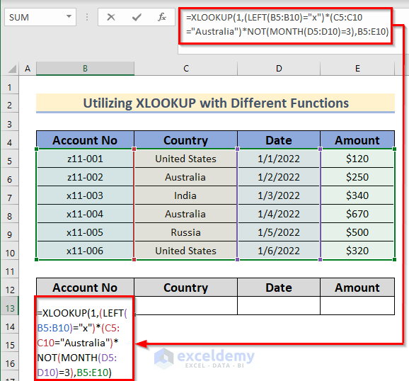 Utilize XLOOKUP with Different Functions for Complex Criteria in Excel