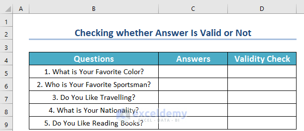 Checking whether an Answer Is Valid or Not using ISTEXT Function in Excel