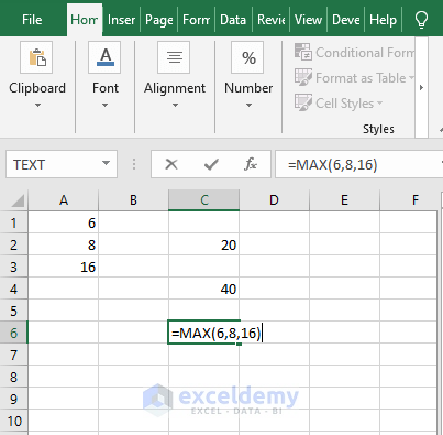 Comma separated numbers- Excel MAX function
