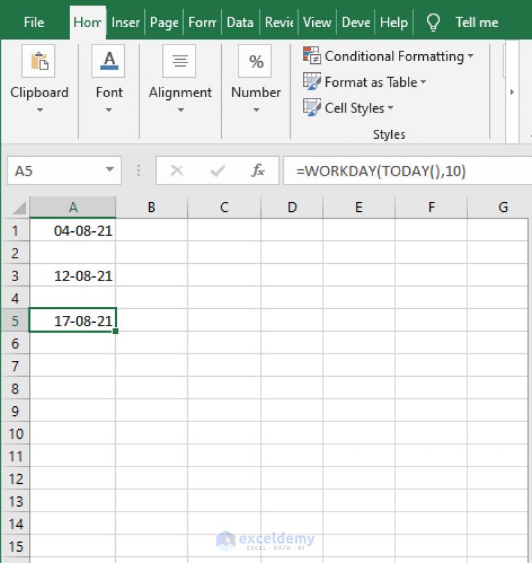 How To Use WORKDAY Function In Excel 5 Examples ExcelDemy
