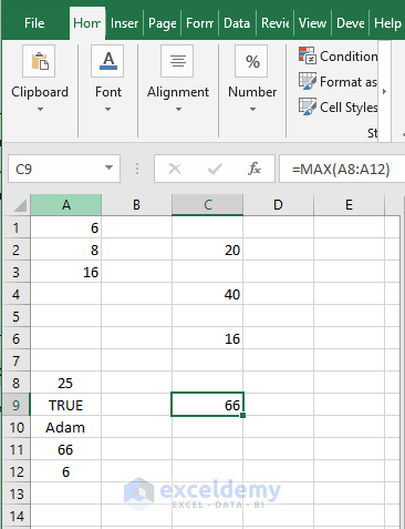 Text - numbers in range result
