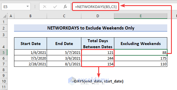 Networkdays excluding weekends only