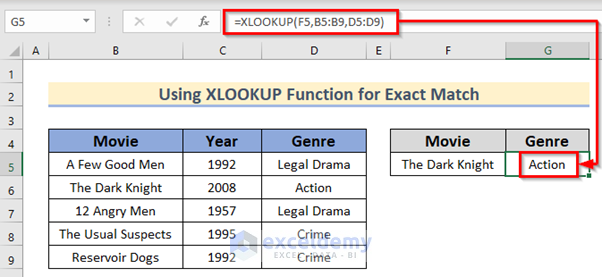Use XLOOKUP Function for Exact Match in Excel