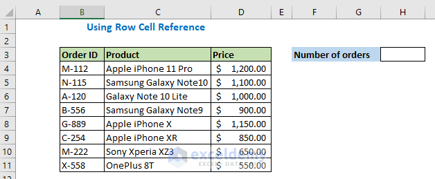 Using Row Cell Reference
