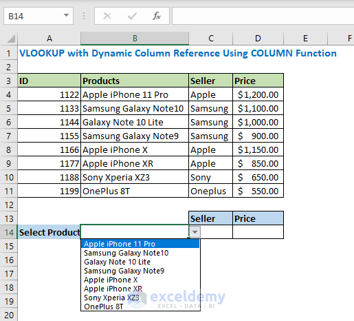 VLOOKUP with Dynamic Column Reference Using COLUMN Function