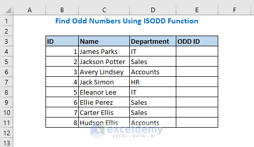 Find Odd Numbers Using ISODD Function