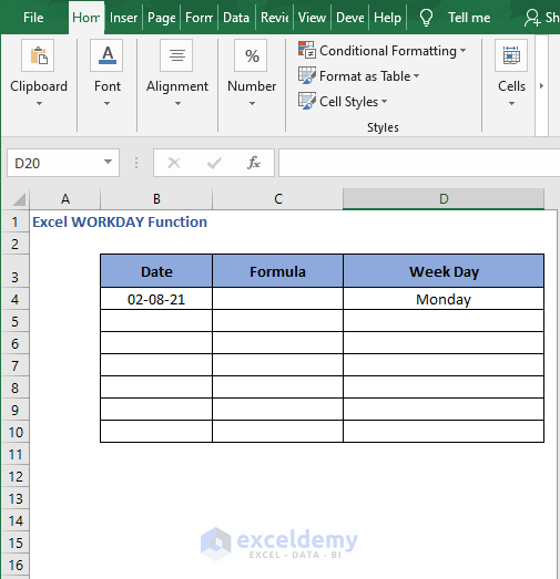 Sequence - Excel WORKDAY Function