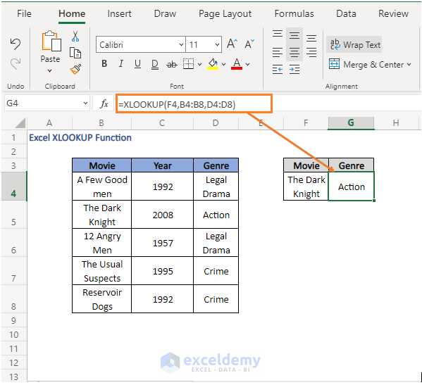 Exact match - Excel XLOOKUP Function