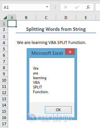 5-splitted words in MsgBox