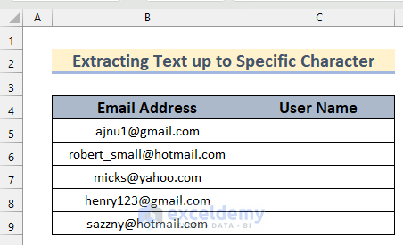 Insert Excel LEFT & SEARCH Functions to Extract Text up to Specific Character