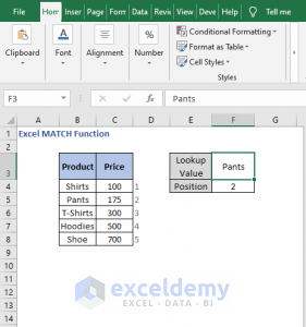 How to Use MATCH Function in Excel (3 Examples) - ExcelDemy