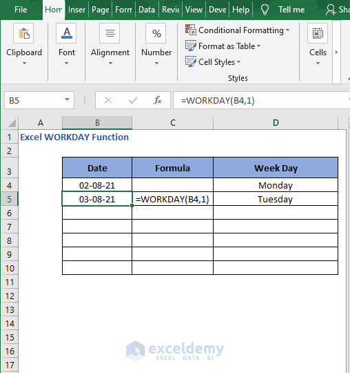 Sequence formula - Excel WORKDAY Function