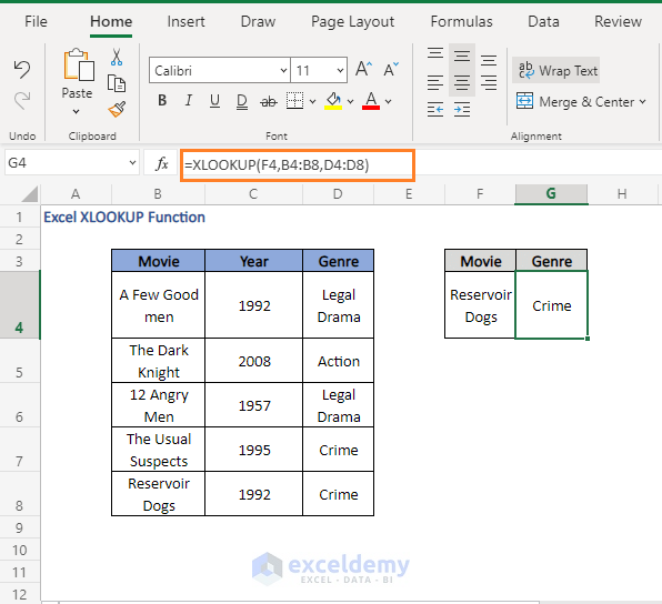 Exact match 2 - Excel XLOOKUP Function