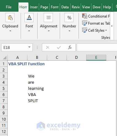 Word separator in cell result - VBA SPLIT Function