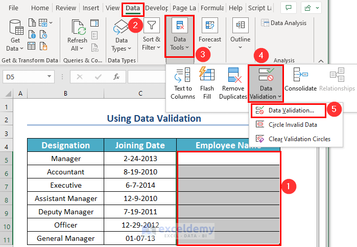 Using ISTEXT Function in Data Validation in Excel