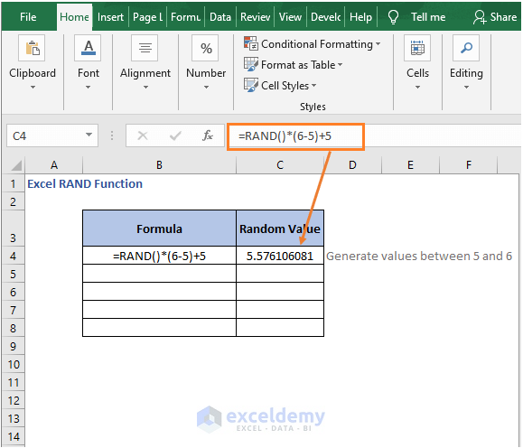 Random between specific numbers - Excel RAND Function