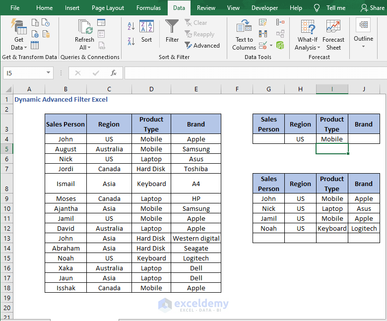 Basic Advanced Filter - Dynamic Advanced Filter Excel