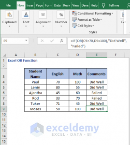 How to Use OR Function in Excel (4 Examples) - ExcelDemy