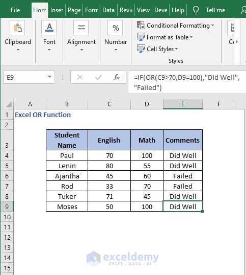 All- if - or Excel OR Function
