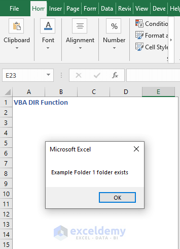 Code result to check and make directory - VBA DIR Function