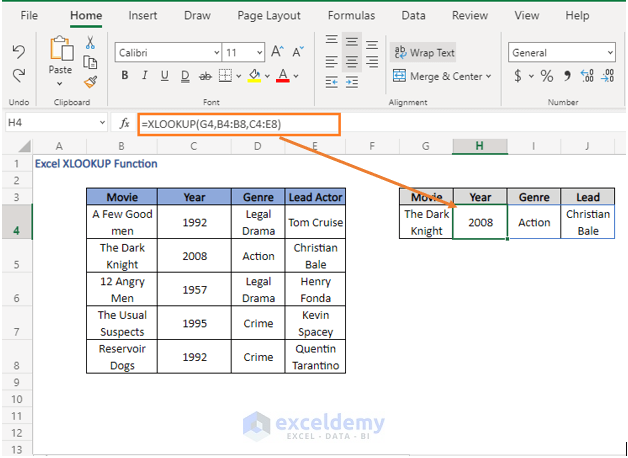 Multiple value fetch - Excel XLOOKUP Function