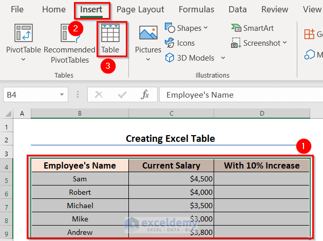 Creating an Excel Table to Copy a Formula with changing cell references
