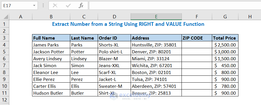 Extract number from string using RIGHT function in Excel
