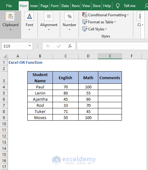 Data2 - Excel OR Function