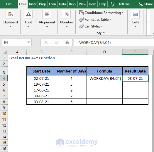 WORKDAY - Excel WORKDAY Function 