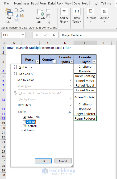Select items 2 - How To Search Multiple Items In Excel Filter