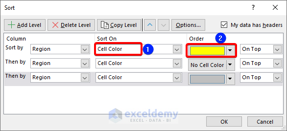 Advanced Sorting with cell color