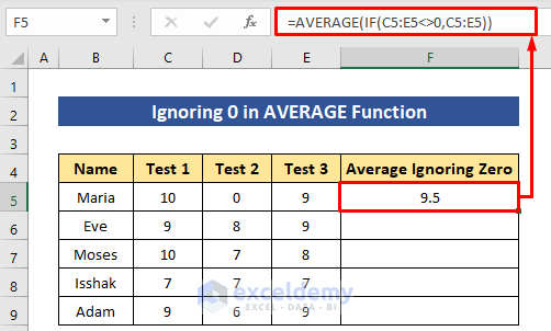 How to Ignore 0 in Excel AVERAGE Function