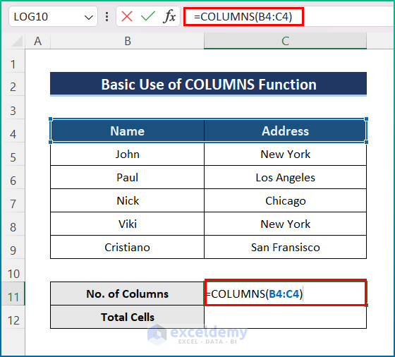 How to Use COLUMNS Function in Excel?