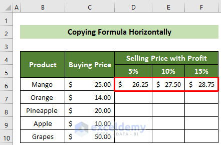 Formula to Calculate Selling Price at 5% Profit Margin