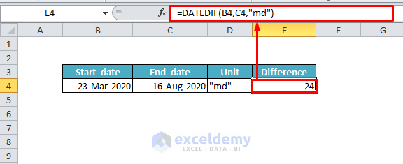 Excel DATEDIF with Unit md Again
