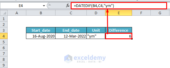 Excel DATEDIF with Unit ym Again