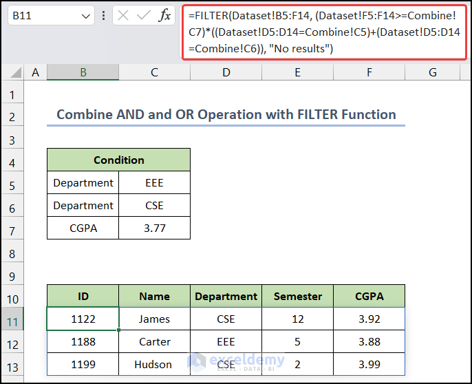Combination of AND and OR Logic with Excel FILTER Function