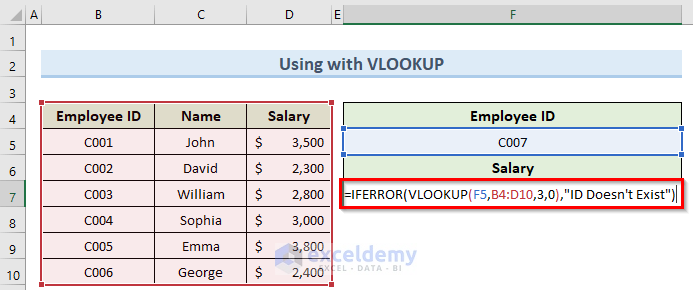 use the IFERROR function in excel with vlookup