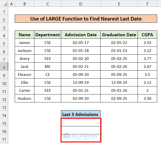 Use of LARGE Function to Find Nearest Last Date